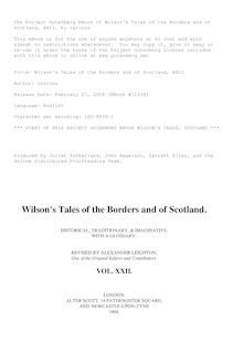 Wilson s Tales of the Borders and of Scotland, Volume XXII