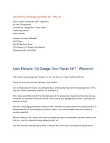 Lake Elsinore, CA Garage Door Repair 24/7