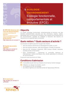 Plaquette descriptive du master EFCE - Ecologie fonctionnelle ...