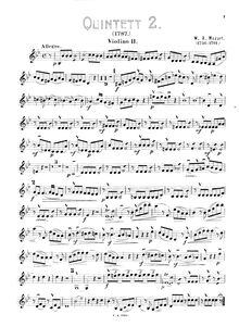 Partition violon 2, corde quintette No.4, G minor, Mozart, Wolfgang Amadeus