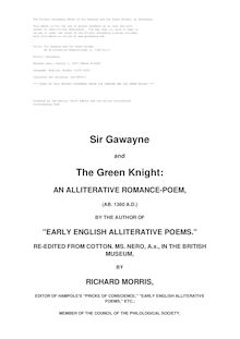Sir Gawayne and the Green Knight - An Alliterative Romance-Poem (c. 1360 A.D.)