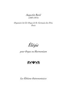 Partition complète, Élégie pour orgue ou harmonium, A minor, Barié, Augustin