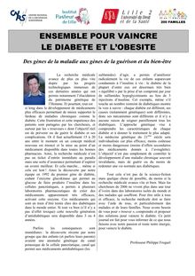 EDITION OCTOBRE 2006 - ENSEMBLE POUR VAINCRE LE DIABETE ET L OBESITE
