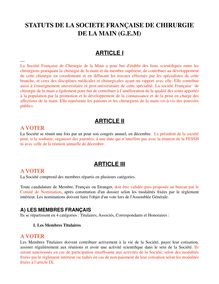 propositions STATUTS - Société Française de Chirurgie de la Main