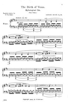 Partition complète, La naissance de Vénus, Op. 29, Fauré, Gabriel