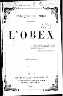 L Obex / François de Nion