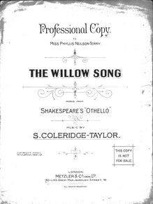 Partition complète, pour Willow Song, G minor, Coleridge-Taylor, Samuel