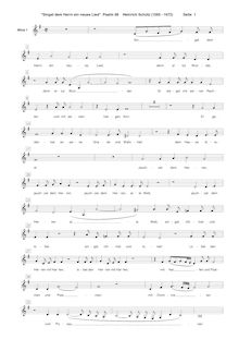 Partition Alto 1 , partie, Psalm No. 98, Schütz, Heinrich