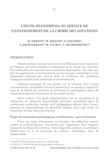 L OUTIL HYPERMEDIA AU SERVICE DE L ENSEIGNEMENT DE LA CHIMIE DES ...
