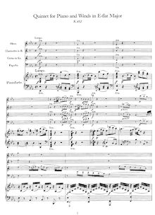 Partition de piano, quintette, Quintet for Piano and Winds par Wolfgang Amadeus Mozart