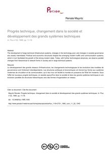 Progrès technique, changement dans la société et développement des grands systèmes techniques - article ; n°22 ; vol.11, pg 11-16