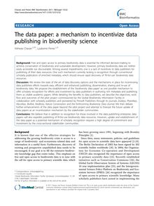 The data paper: a mechanism to incentivize data publishing in biodiversity science