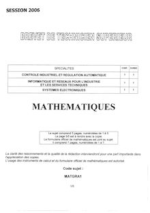 Mathématiques 2006 BTS Systèmes électroniques