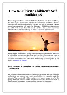 How to Cultivate Children s Self-confidence?