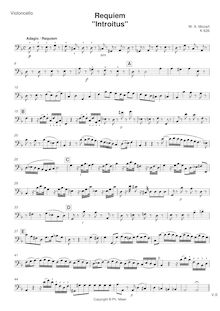 Partition violoncelles, Requiem, D minor, Mozart, Wolfgang Amadeus