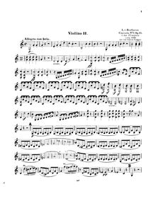 Partition violon 2, Piano Concerto No.1, C Major, Beethoven, Ludwig van