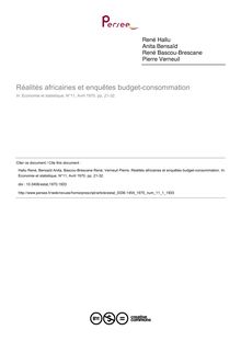 Réalités africaines et enquêtes budget-consommation - article ; n°1 ; vol.11, pg 21-32