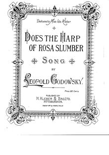 Partition complète, Does pour harpe of Rosa Slumber, Godowsky, Leopold