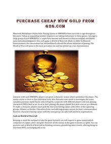 Purchase Cheap WOW Gold From G2G