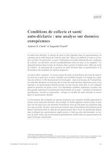 Conditions de collecte et santé subjective : une analyse sur données européennes - article ; n°1 ; vol.403, pg 143-163