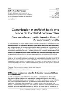 Comunicación y cualidad: hacia una teoría de la calidad comunicativa (Communication and quality: towards a theory of the communicative quality)