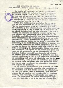 Del suicidio en España publicado 30 Julio 1913