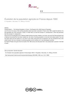 Évolution de la population agricole en France depuis 1900 - article ; n°3 ; vol.18, pg 573-574