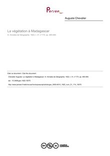 La végétation à Madagascar - article ; n°174 ; vol.31, pg 465-484
