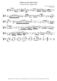 Partition Adagio en D major, WKO 189 (clef en basse et en alto), 27 pièces pour viole de basse