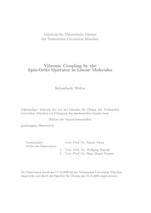 Vibronic coupling by the spin orbit operator in linear molecules [Elektronische Ressource] / Sabyashachi Mishra