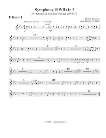 Partition cor 1, Symphony No.15  Black Halloween , F minor, Rondeau, Michel par Michel Rondeau