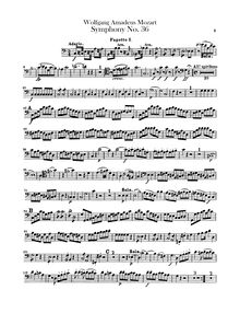 Partition basson 1, 2, Symphony No.36, Linz Symphony, C major, Mozart, Wolfgang Amadeus