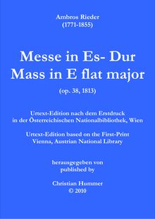 Partition complète (A4 format), Mass en E-flat major, Rieder, Ambros