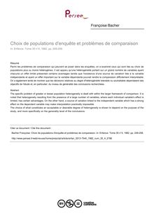 Choix de populations d enquête et problèmes de comparaison - article ; n°4 ; vol.35, pg 249-258
