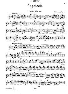 Partition violon 1, Capriccio für drei Violinen, D minor, Hermann, Friedrich