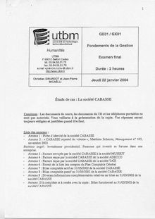 Fondements de la gestion 2003 Université de Technologie de Belfort Montbéliard