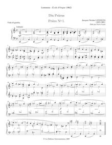 Partition 10 Prières (pour orgue sans pédale): Nos.1-2, 8, Ecole d Orgue