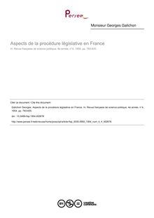 Aspects de la procédure législative en France - article ; n°4 ; vol.4, pg 793-835