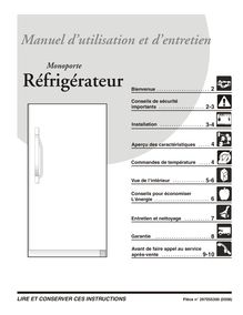 Notice Réfrigérateur Frigidaire  PLRU1778ES0
