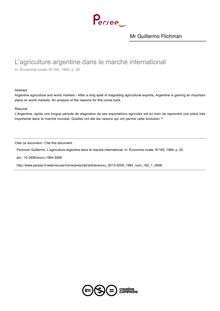 L agriculture argentine dans le marché international - article ; n°1 ; vol.162, pg 20-20