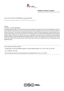 Les hommes d affaires guinéens - article ; n°124 ; vol.31, pg 487-508