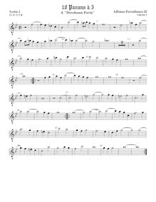 Partition viole de gambe aigue 2, octave aigu clef, Dovehouse Pavan