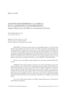 Augusto Monterroso y la fábula en la literatura contemporánea
