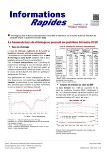 Etude INSEE du 07/03/2013: le taux de chômage en France 