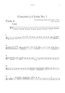 Partition viole de gambe 4, 4 concerts pour 4 violons, TWV 40:201-204