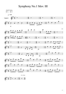 Partition violons II Mov. III, Symphony No.1 en E minor, E minor