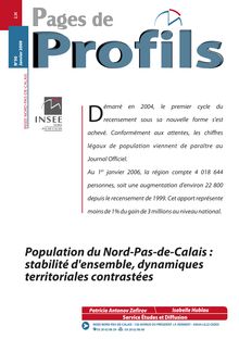 Population du Nord-Pas-de-Calais : stabilité d ensemble, dynamiques territoriales contrastées