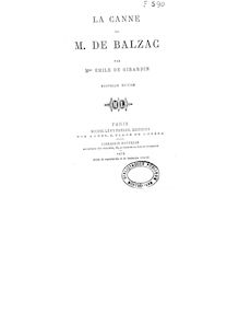 La canne de M. de Balzac (Nouvelle édition) / par Mme Émile de Girardin