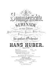 Partition complète, Sommernächte; Serenade en vier Sätzen für grosses Orchester, Op.86