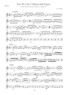 Partition hautbois 2, 15 Short Trios, 15 Petits Trios pour 2 Violons et Violoncelle par Johann Baptist Vanhal